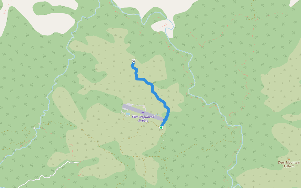 Overlook Road walking route map in Lake Arrowhead
