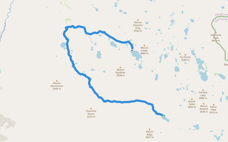 Gardiner Basin Trail walking route map in Seven Pines