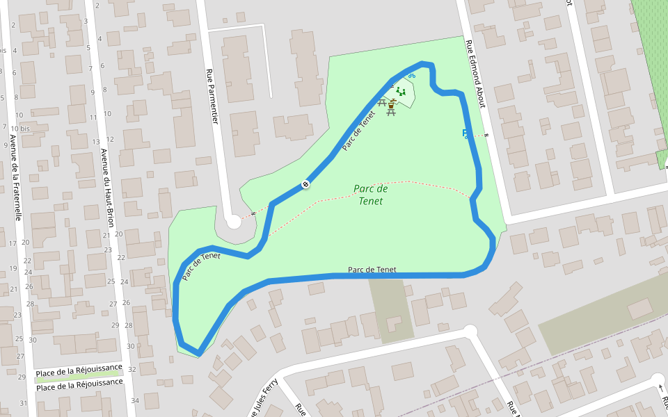 Parc de Tenet walking route map in Mérignac