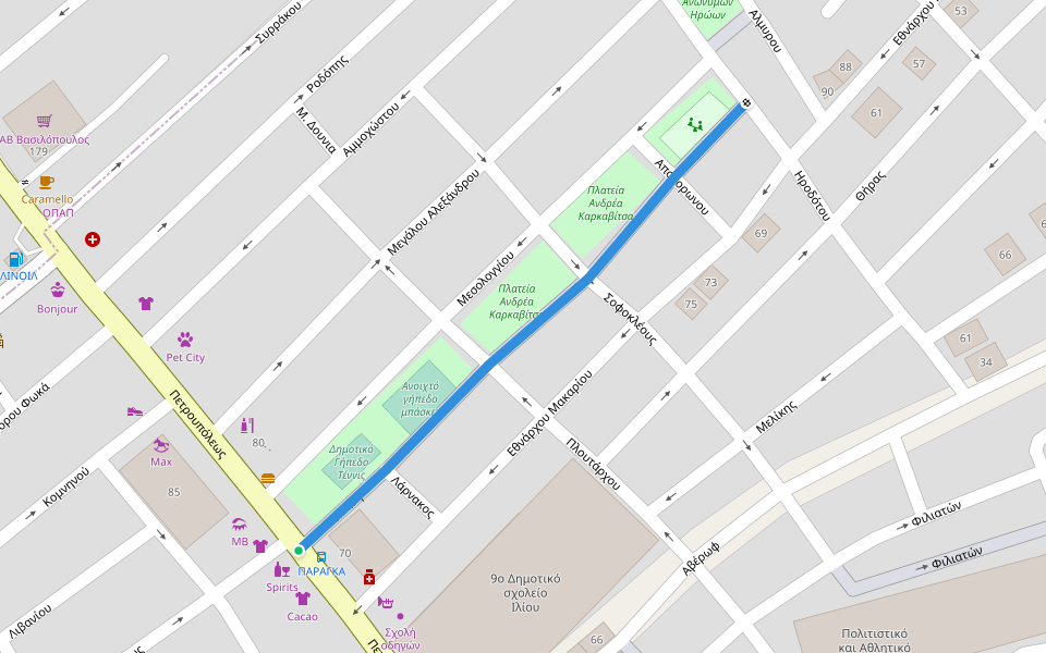 Κοκκίνη walking route map in Ilion