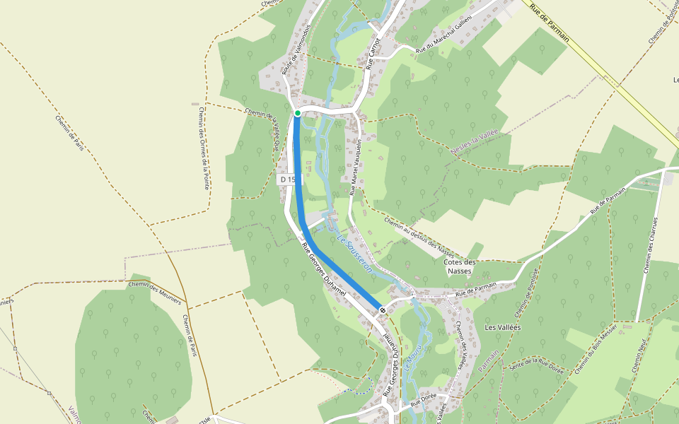 Allée Yvonne et Irène Vandenbussche walking route map in Nesles-la-Vallée