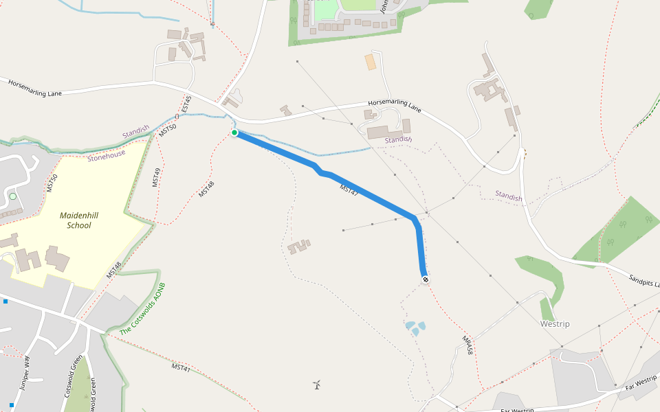 MST47 walking route map in Standish