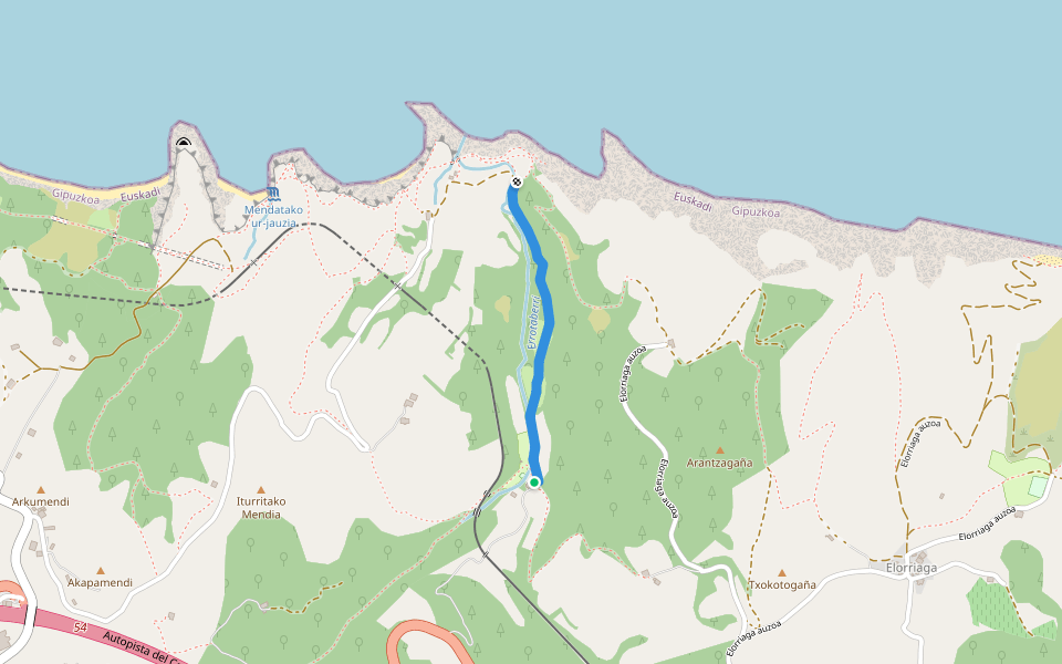Sakonetako bidea walking route map in Deba