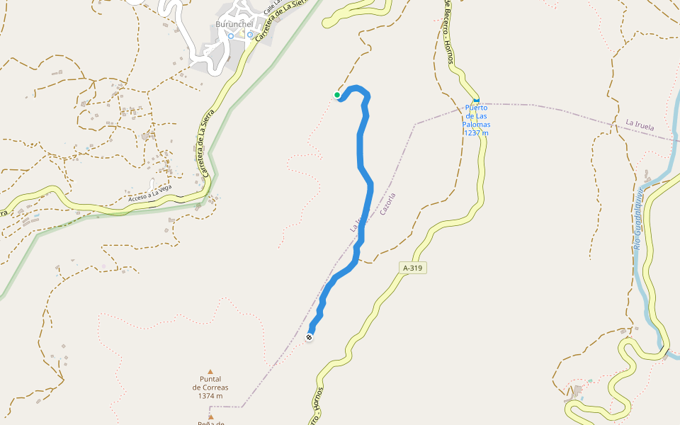 La Viñuela walking route map in Burunchel