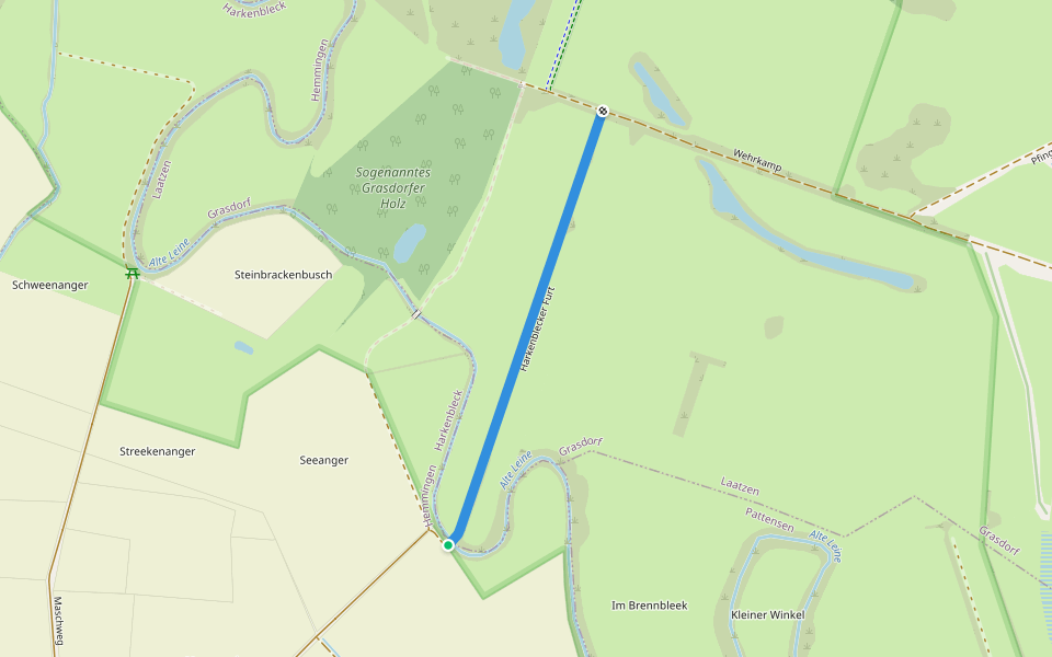 Harkenblecker Furt walking route map in Hemmingen