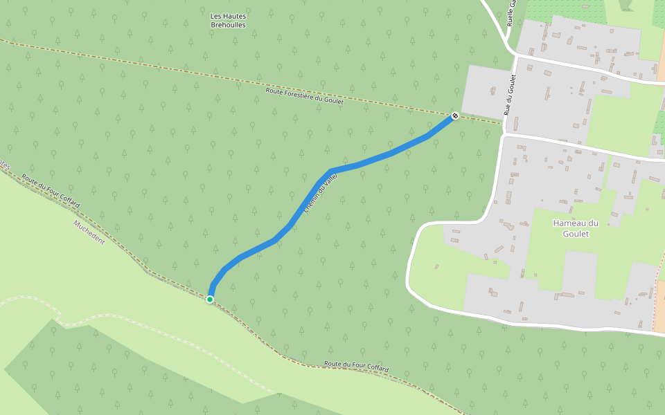 Chemin du Valfel walking route map in Muchedent