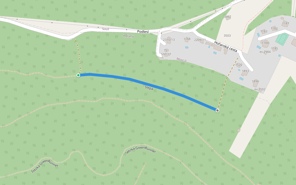 Slepá walking route map in Most