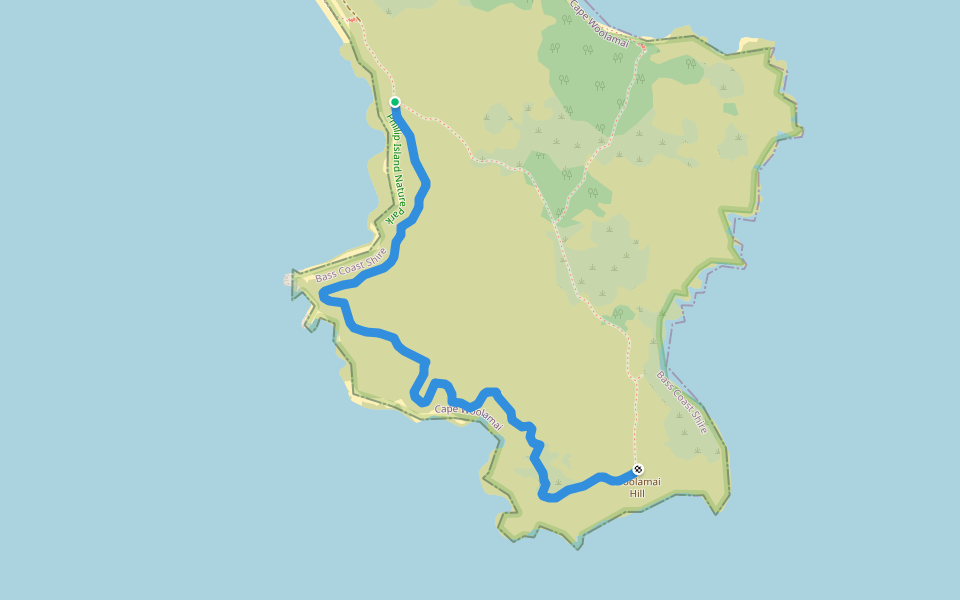 Cliff Track walking route map in Cape Woolamai