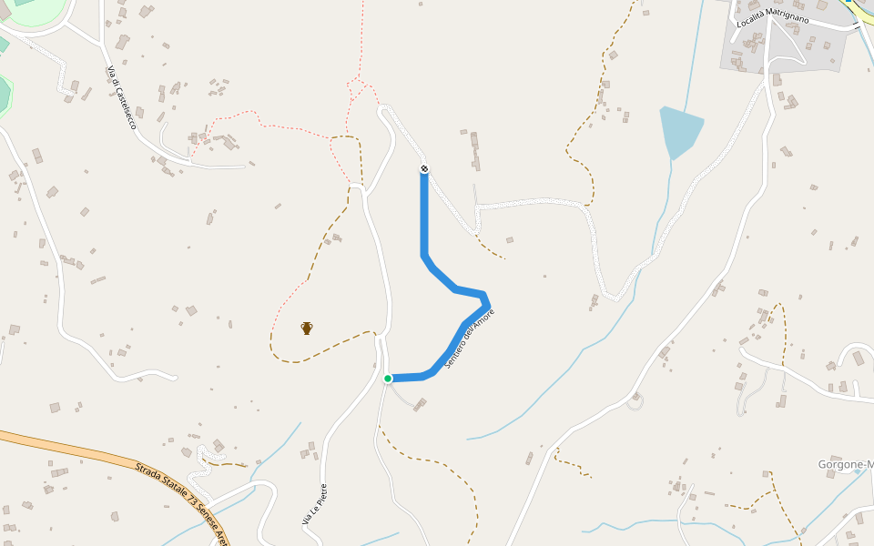 Sentiero dell'Amore walking route map in Arezzo