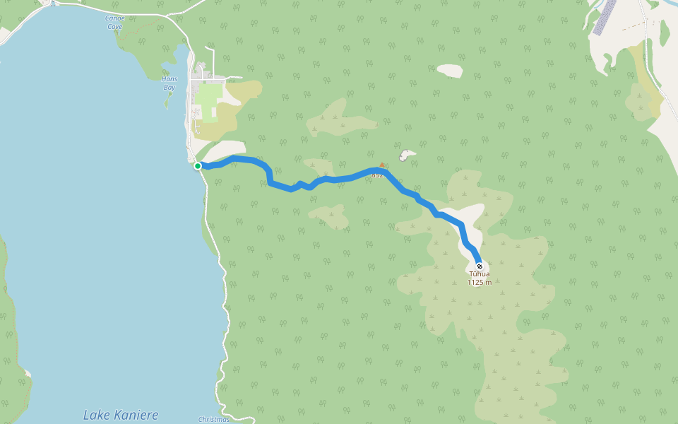 Mount Tuhua Track walking route map in Lake Kaniere