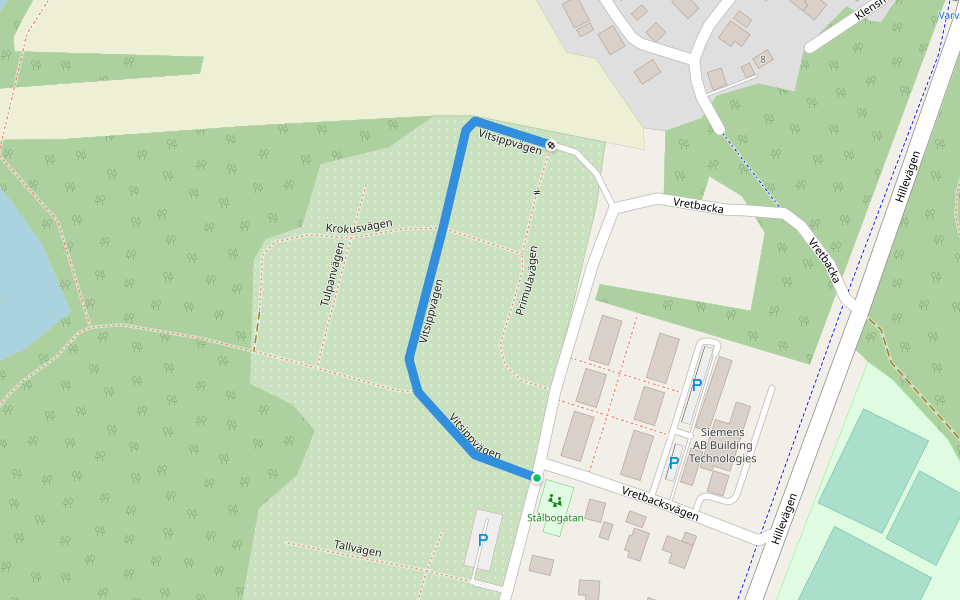 Vitsippvägen walking route map in Gävle