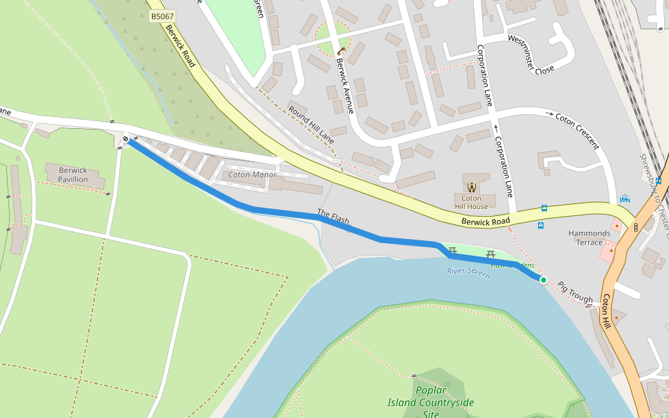 The Flash walking route map in Shrewsbury