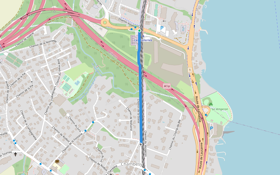 Chemin de la Glaise walking route map in Bellevue