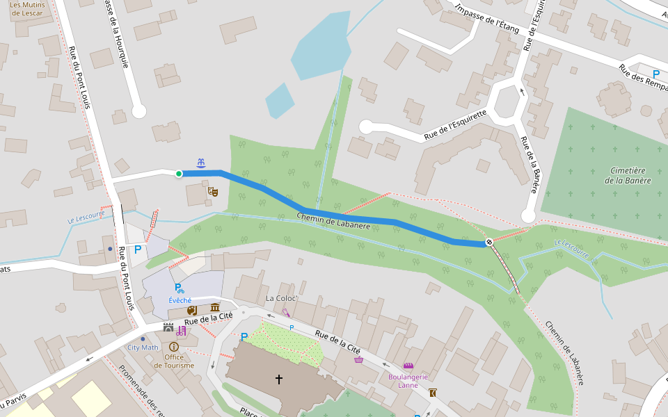 Chemin de Labanere walking route map in Lescar