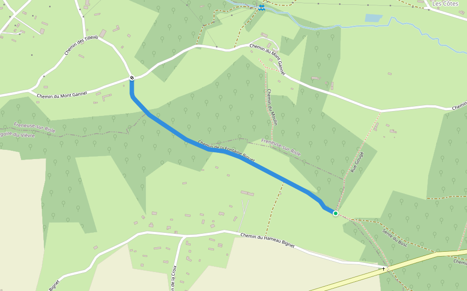 Chemin de la Fontaine Biguet walking route map in Saint-Grégoire-du-Vièvre