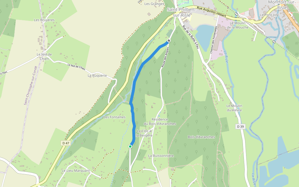 Chemin de la Fontaine walking route map in Saint-Philbert-sur-Risle