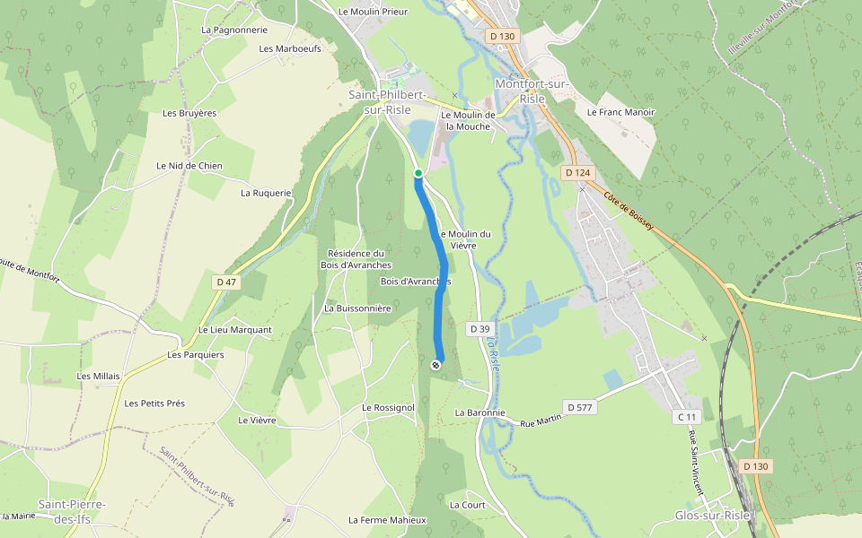 Chemin du Bois d'Avranches walking route map in Saint-Philbert-sur-Risle