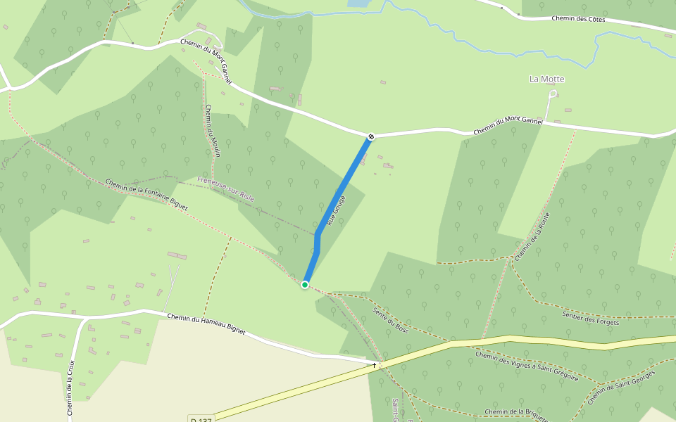 Rue Gougé walking route map in Saint-Grégoire-du-Vièvre