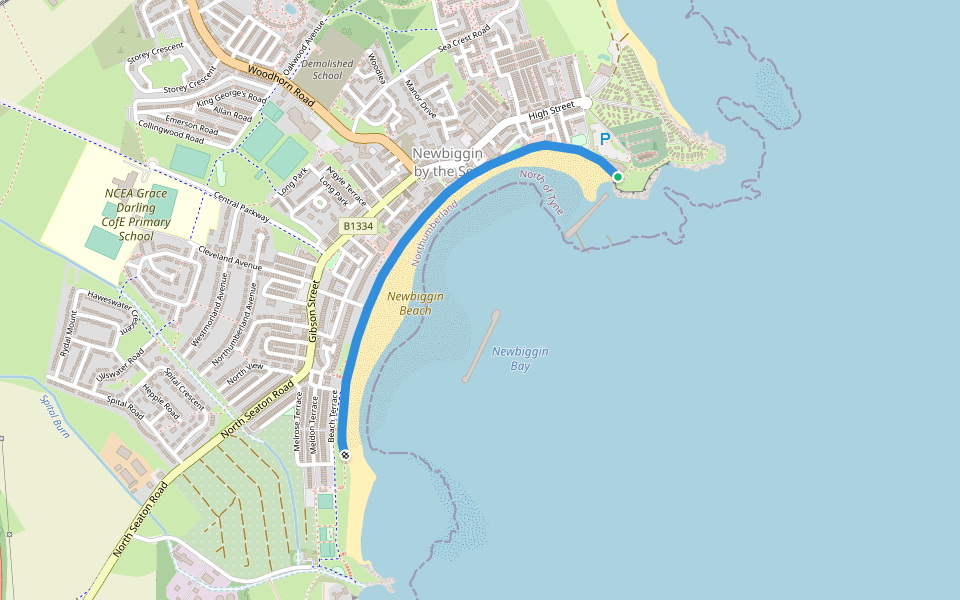 The Promenade walking route map in Newbiggin-by-the-Sea
