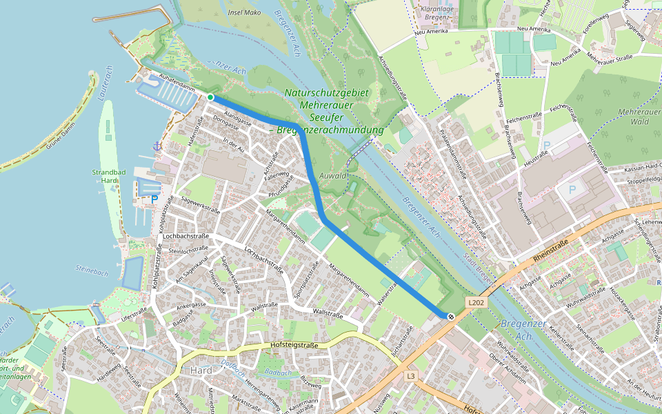Unterer Achdamm walking route map in Hard