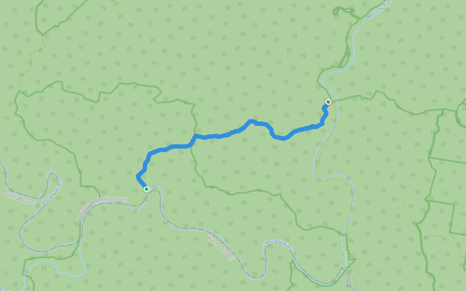 Old Bridle Track walking route map in Walcha