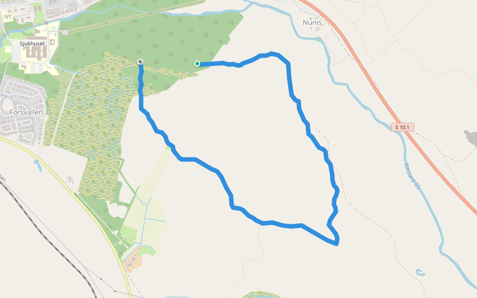 Lassaspåret 7.5 km walking route map in Gällivare