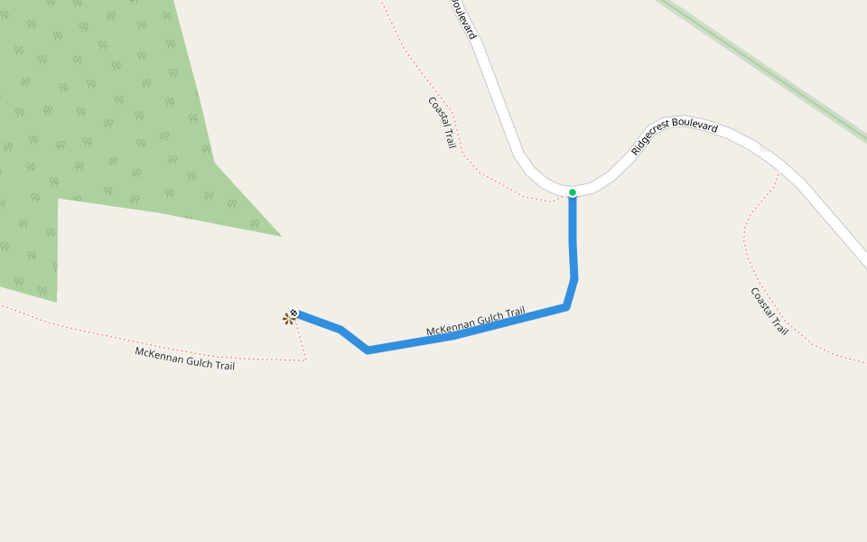 McKennan Gulch Trail walking route map in Bolinas