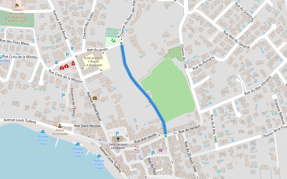 Chemin du Ravin des Aiguilles walking route map in Bouzigues