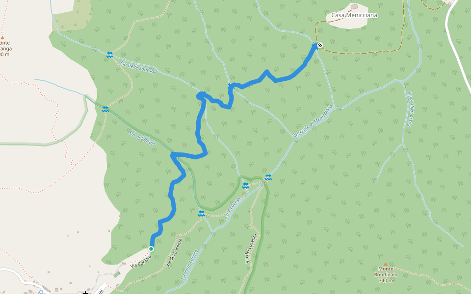 Via del Lucente Trail walking route map in Torcigliano