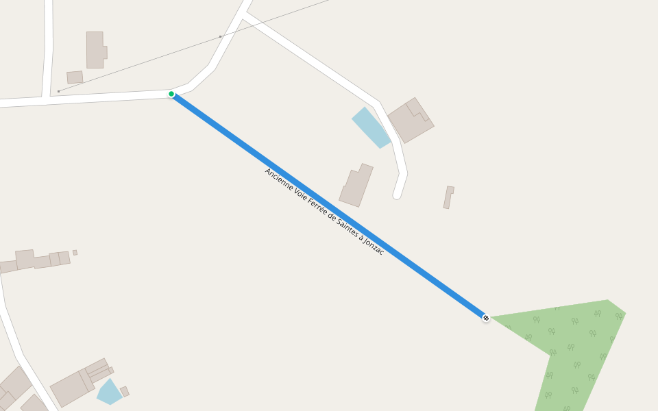 Ancienne voie ferrée de Saintes à Jonzac walking route map in Nieul-le-Virouil