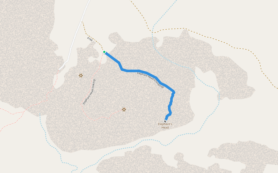 Elephant Head (Climbing) walking route map in Arixa Ams
