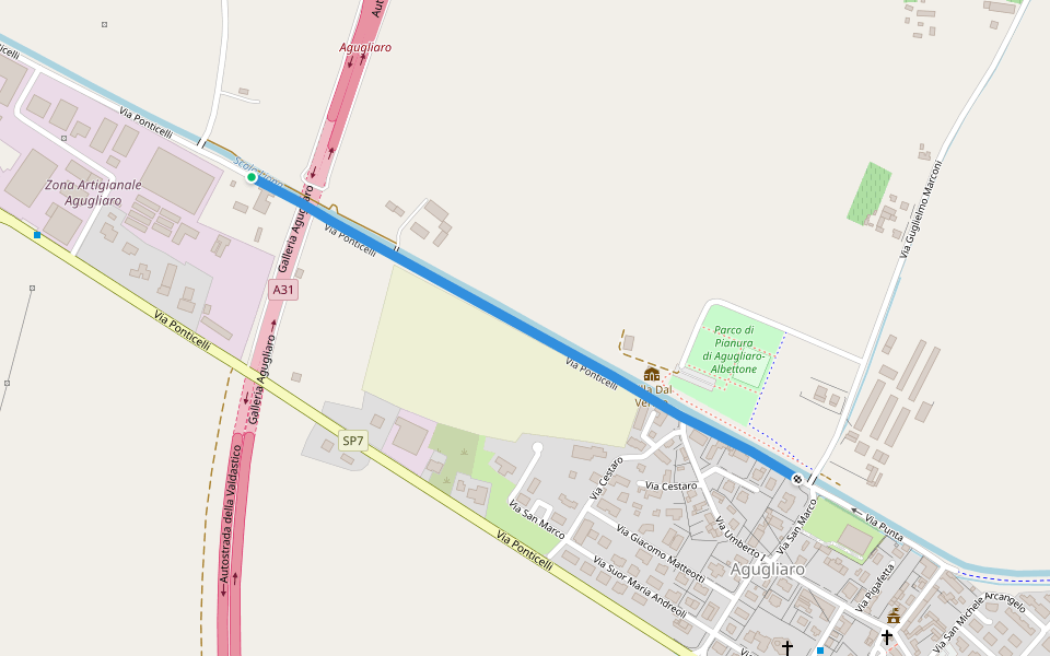 Via Ponticelli walking route map in Ponticelli