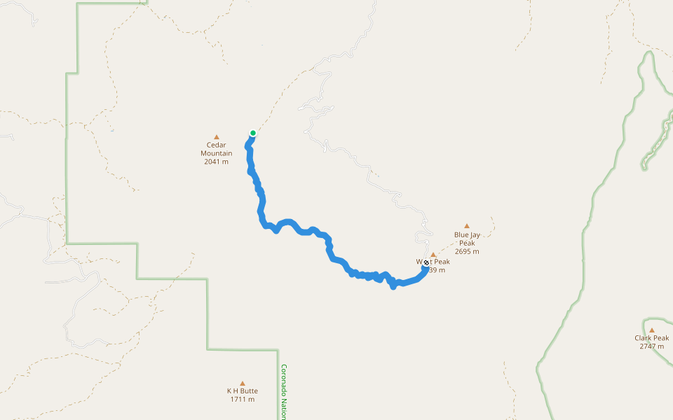 John's Canyon Trail #313 walking route map in Willcox