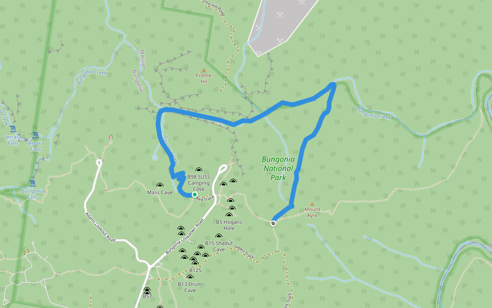 Red Track walking route map in Bungonia