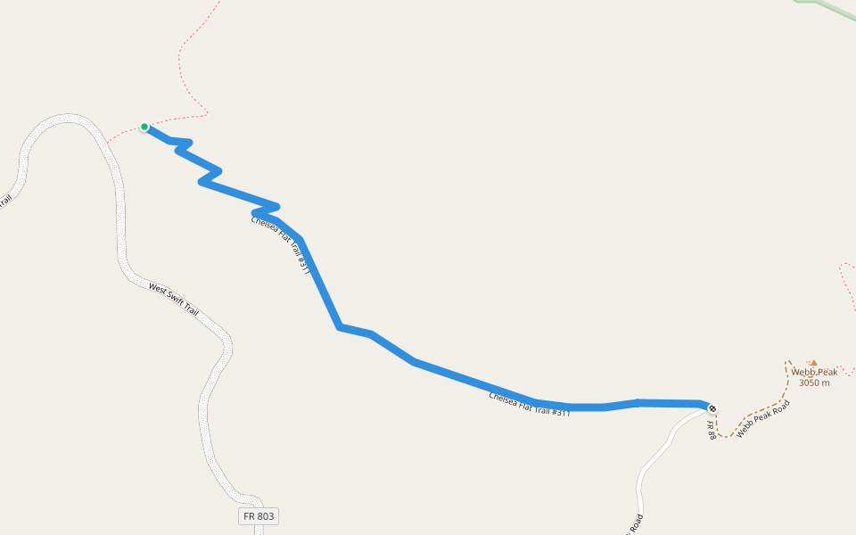 Chelsea Flat Trail #311 walking route map in Willcox