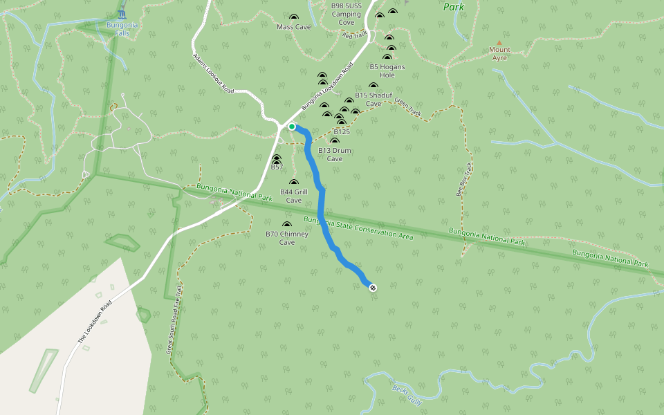 Orange Track walking route map in Bungonia
