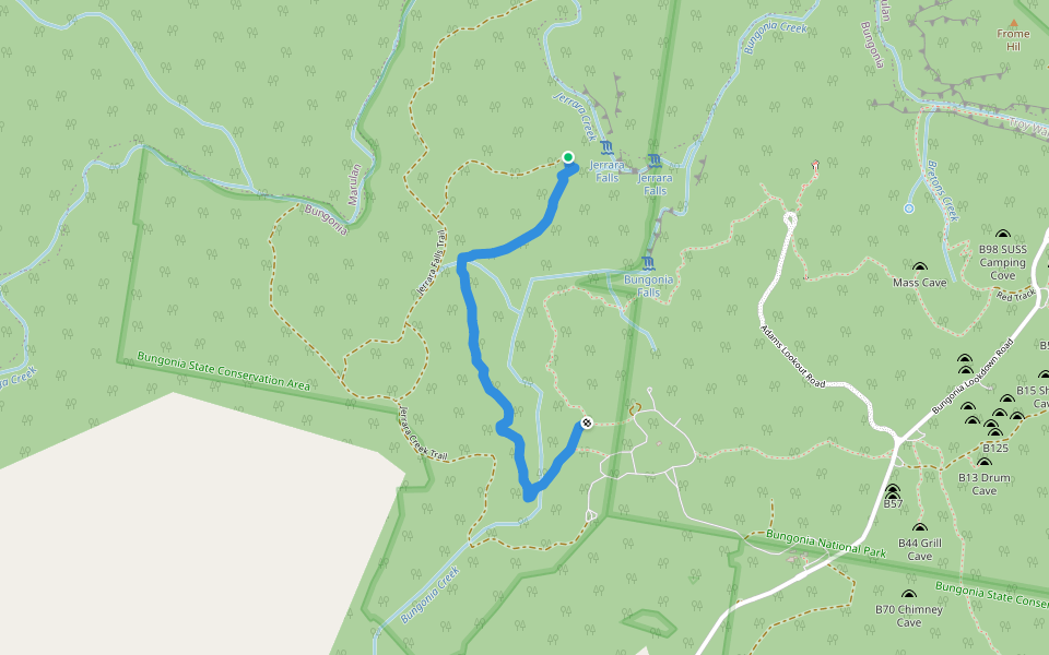 Yellow Track walking route map in Bungonia
