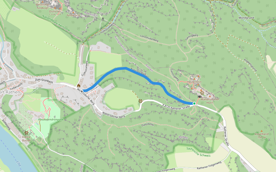 Aspichgraben walking route map in Bad Schandau