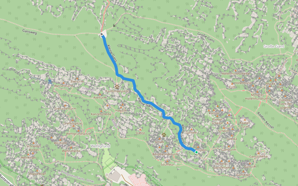 Kleine Gans walking route map in Rathen