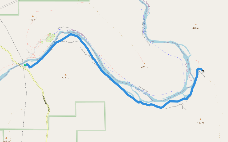 Lost Corral Trail walking route map in Condon