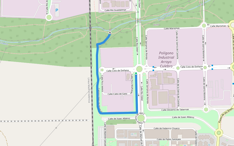 Camino Viejo de Madrid walking route map in Pinto
