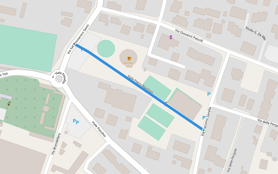 Viale Pietro Manfron walking route map in Torrebelvicino