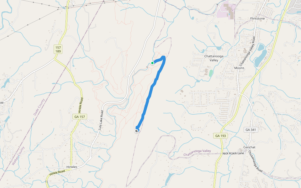 Bluff Road walking route map in Lookout Mountain