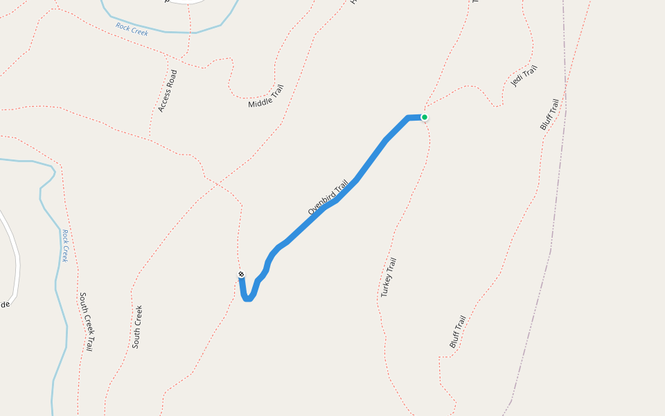 Ovenbird Trail walking route map in Lookout Mountain