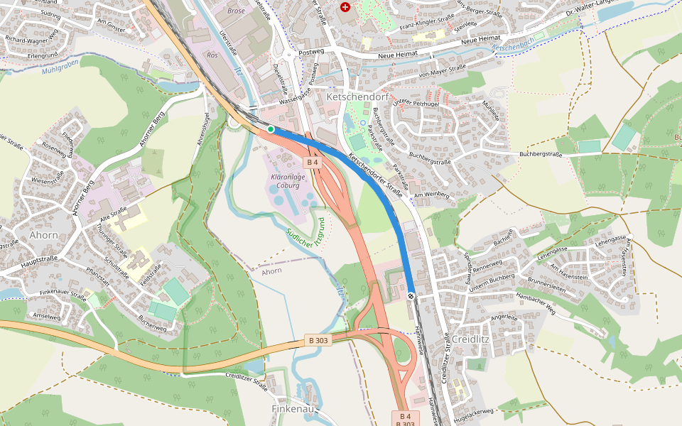 Kiebitz-Radweg walking route map in Coburg