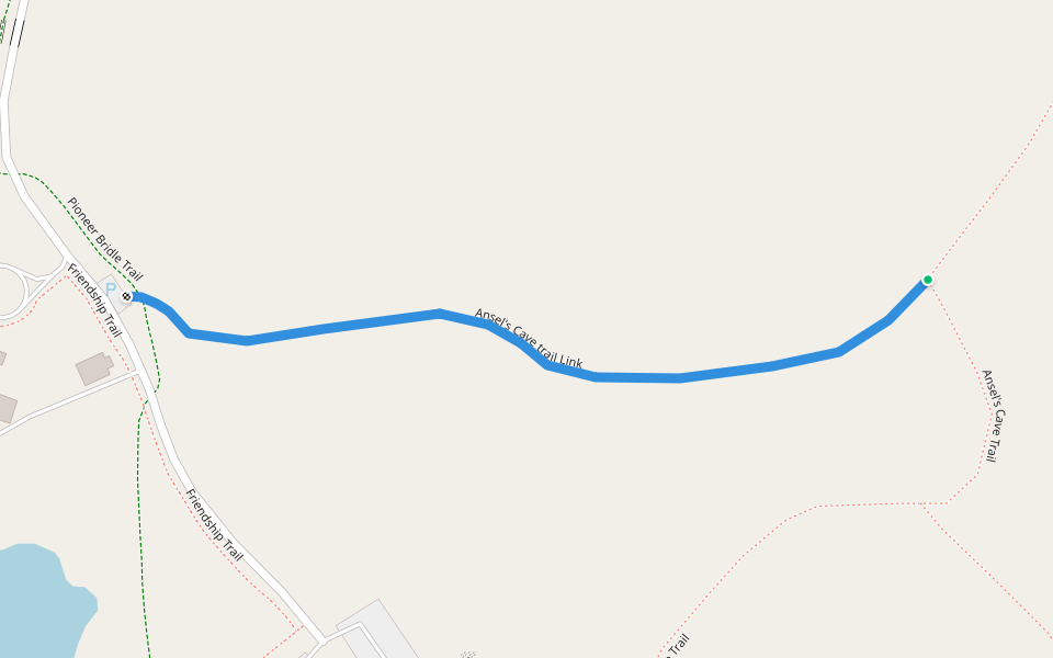 Ansel's Cave trail Link walking route map in Novelty