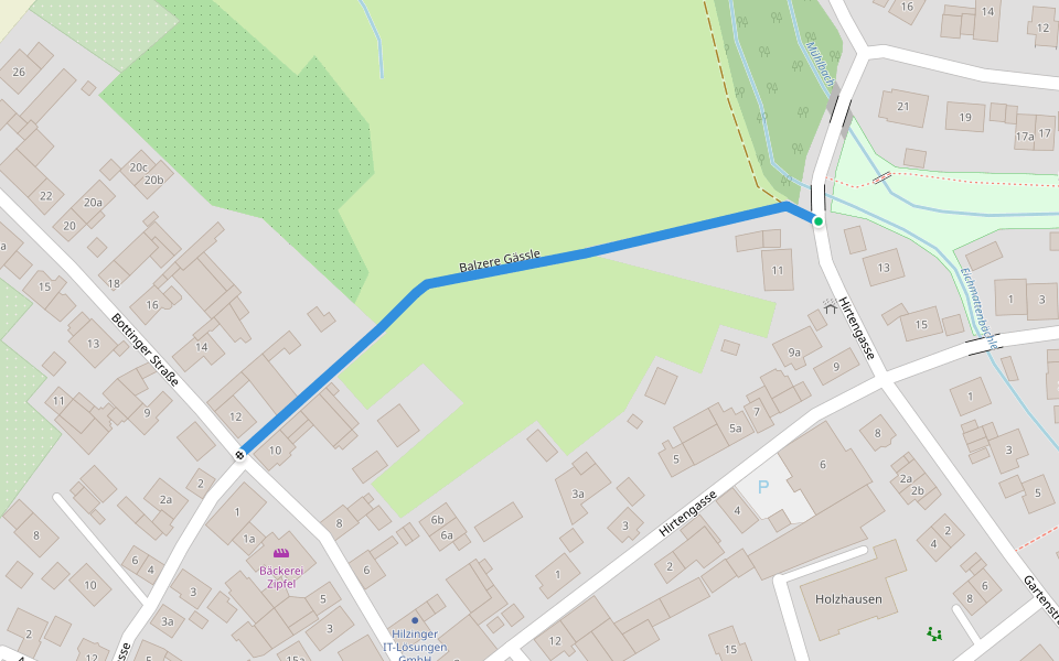 Balzere Gässle walking route map in March