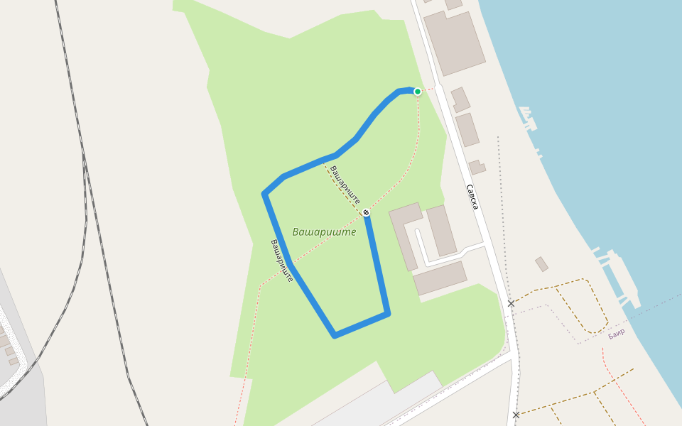 Вашариште walking route map in Шабац