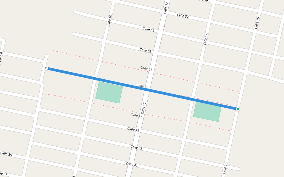 Calle 49 walking route map in Las Talitas