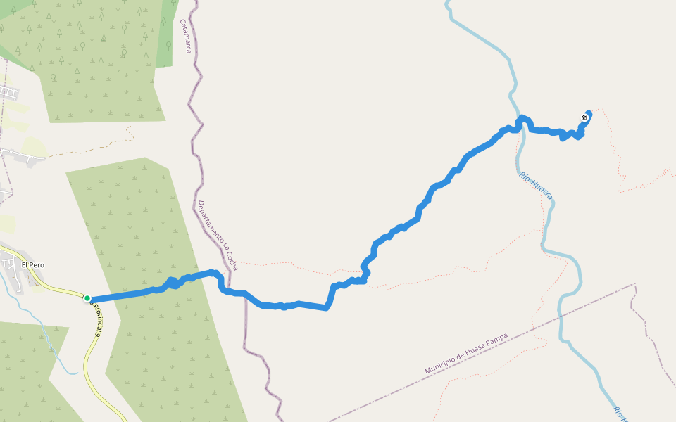 Camino a Cumbre de los Llanos walking route map in Villa de Balcozna